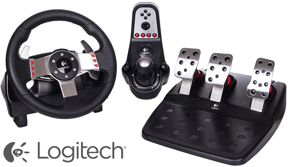 Logitech G27 Force Feedback Racing Steering Wheel, Pedals, and