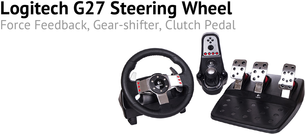 Logitech G27 Force Feedback Wheel, shifter and pedals